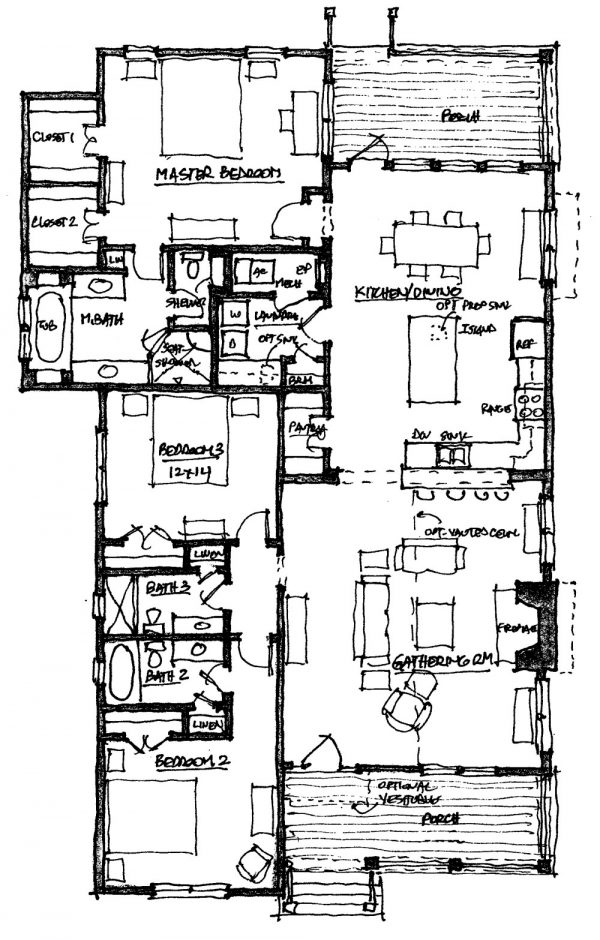 South Beach Cottage III - Single Story House Plans in FL