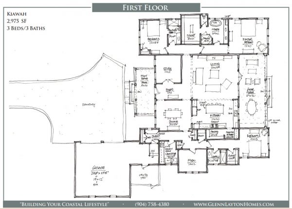 Kiawah Cottage - Single Story House Plans in FL