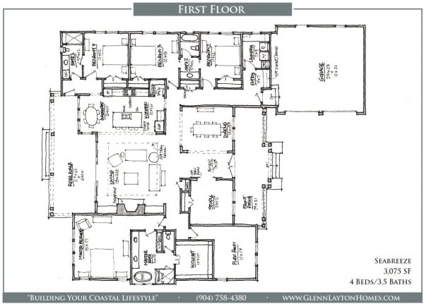 Seabreeze - Single Story House Plans in FL