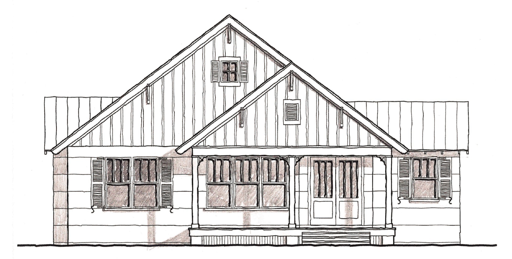 Seaview Cottage - Single Story House Plans in FL