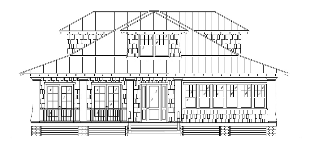 2 Story House Plans in FL - Coastal Cottage